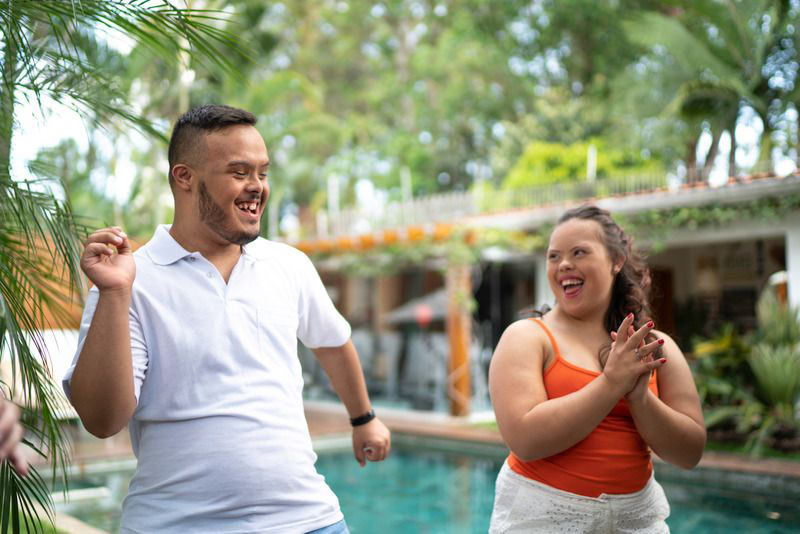 Couple dancing and smiling